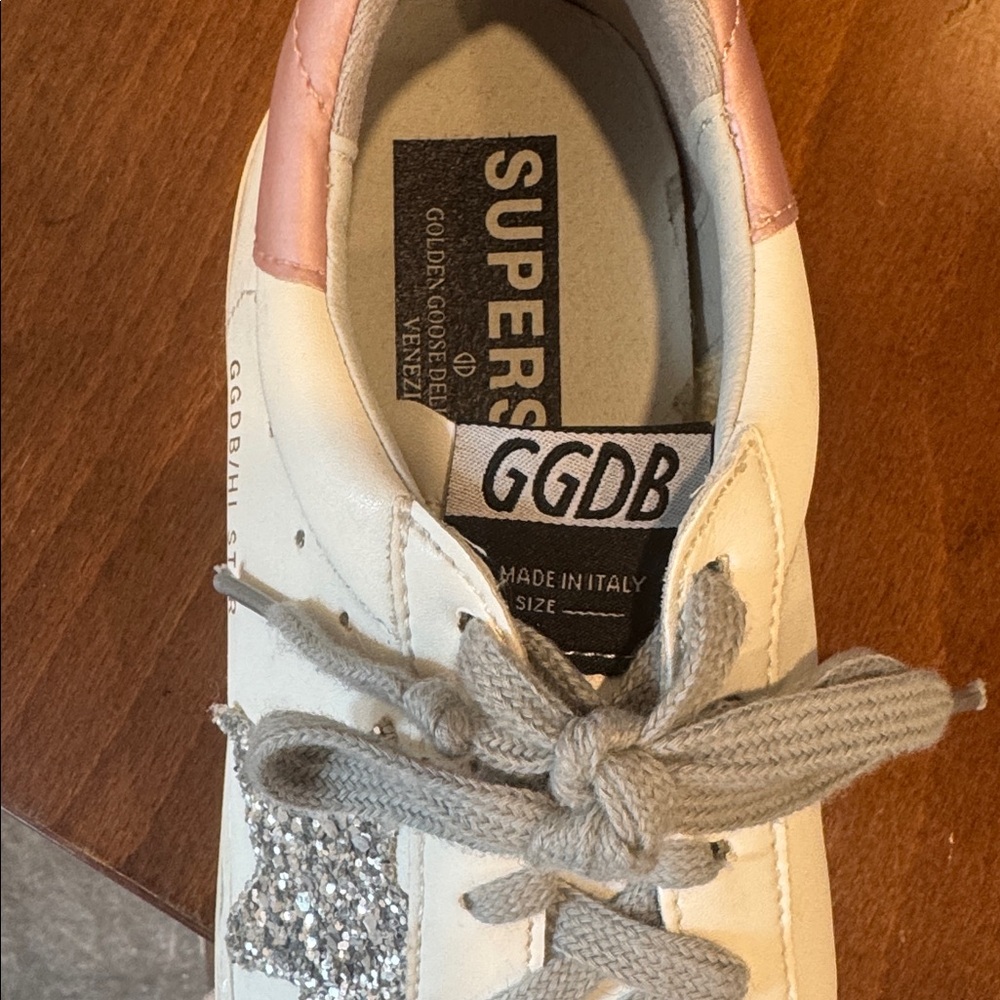 Golden Goose Hi-Star Sneakers Glitter Star "ATION WILL GET YOU” 41 pink/cream - Picture 9 of 11